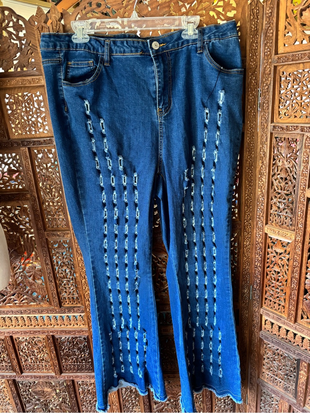 Almost Famous Dark Blue Distressed Wide-Leg Jeans